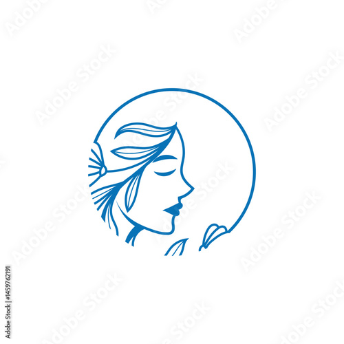 Aesthetic Logo Image. Vector illustration of a woman's face logo design. Suitable for cosmetic company logos.