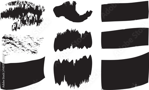 Mega bundle of different ink brush strokes:rectangle,square and round freehand drawings.Ink splatters,grungy painted lines,artistic design elements:waves,circles,triangles.Vector