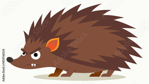 Ready to Charge A lole view of a hedgehog crouched on the ground quills standing perked up all around. Its body is tense and it is glaring fiercely at the viewer mouth closed in a