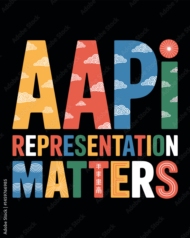 Naklejka premium AAPI Representation Matters Cultural Pattern T-Shirt Design
