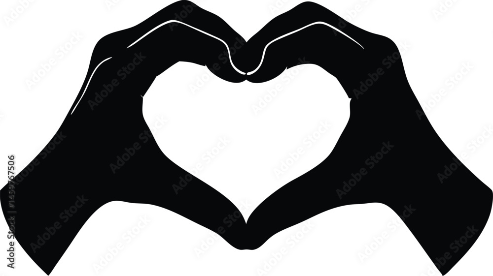 Fototapeta premium heart love shape with hand silhouette vector