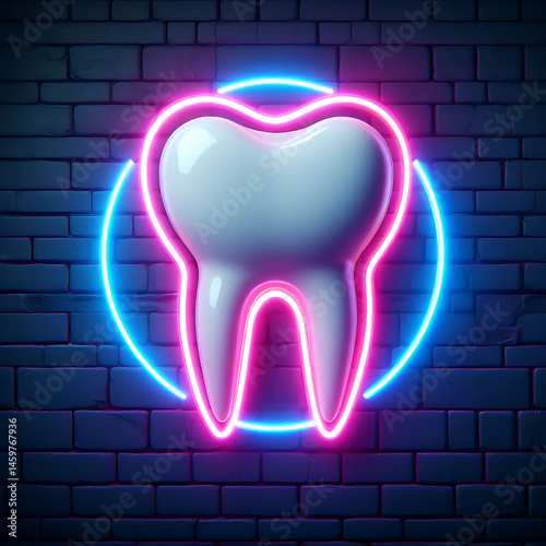 Neon Teeth Dental Concept: Bright Smile, Modern Dentistry, Innovative Care, Technology Integration, Futuristic Oral Health Solutions, Vibrant Aesthetics, Advanced Treatments, Digital Dentistry.