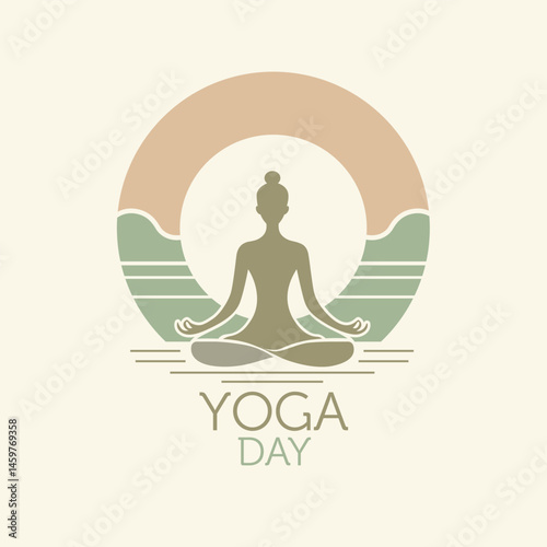 yoga day illustration with yoga poses meditation and floral vector elegant