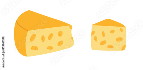Hard cheese. Flat vector, clipart illustration isolated on white background.