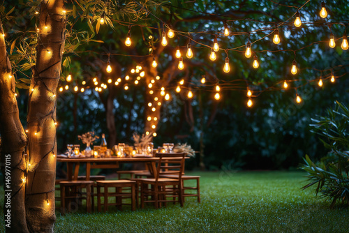 A festive scene of a garden...