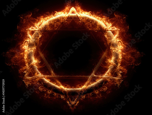 A pentacle symbol surrounde...