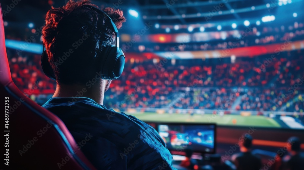 Esports Players in Action in a High-Tech Stadium Filled with Spectators - Generative Ai Esports Players in Action in a High-Tech Stadium Filled with Spectators - Generative Ai