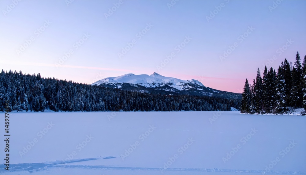 Winter serenity at frozen lake rocky mountains landscape photography snowy wilderness wide-angle view nature's tranquility