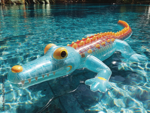 Bright inflatable crocodile...