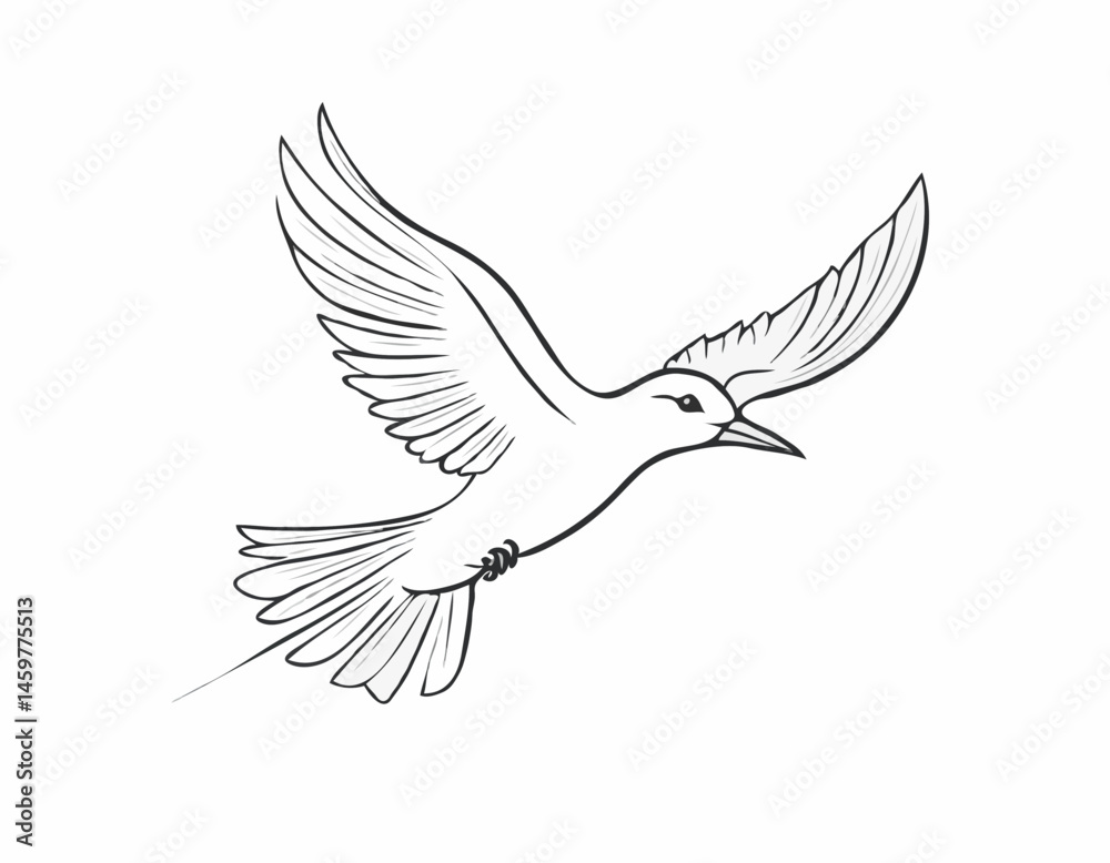 Continuous Line Drawing of a Bird in Flight, Simple and Modern Design for Logos, Tattoos, and Nature-Themed Projects. Continuous Line Drawing of a Bird in Flight, Simple and Modern Design for Logos, Tattoos, and Nature-Themed Projects.