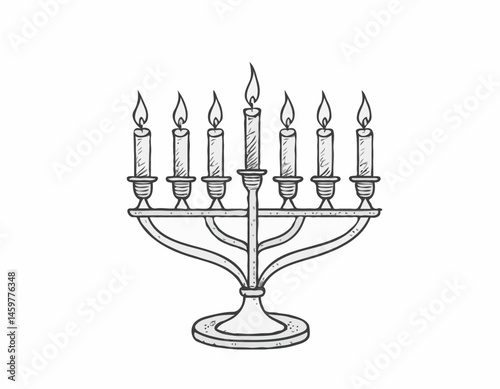 Minimalist_Line_Drawing_Hanukkah_Menorah_with_Burn_