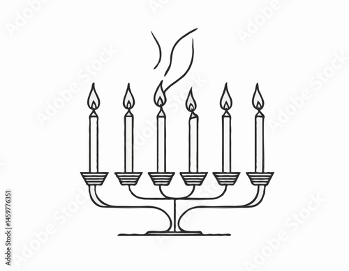 Minimalist_Line_Drawing_Hanukkah_Menorah_with_Burn_
