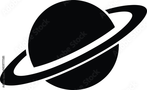 Planet Saturn with planetary ring silhouette, cosmos and planet vector illustration