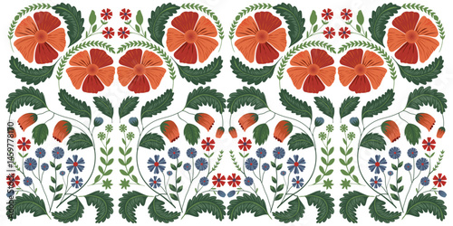 Fabric floral illustration pattern design vector, carpet, wall decoration useful floral vector. trendy design background pattern.

