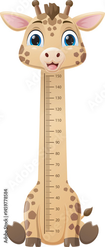 Kids height chart with cute giraffe sitting