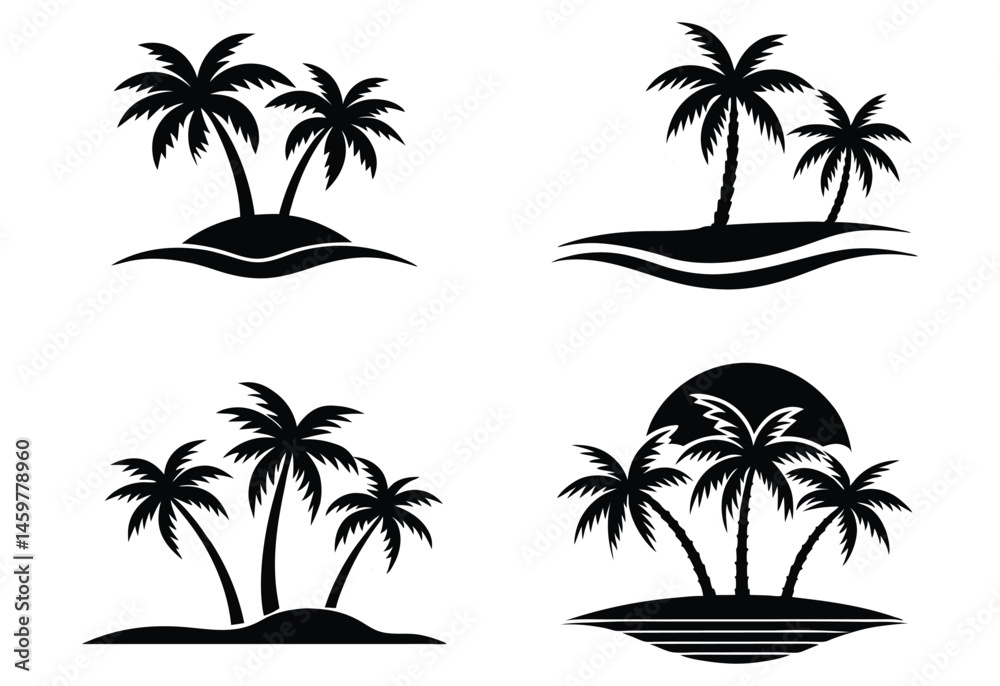 Fototapeta premium set of palm trees silhouette vector