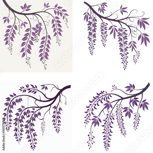 A wisteria vine icon with cascading clusters of small flowers.