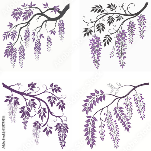 A wisteria vine icon with cascading clusters of small flowers.