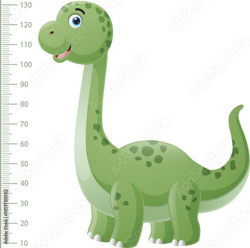 Kids height chart with cute dinosaur cartoon