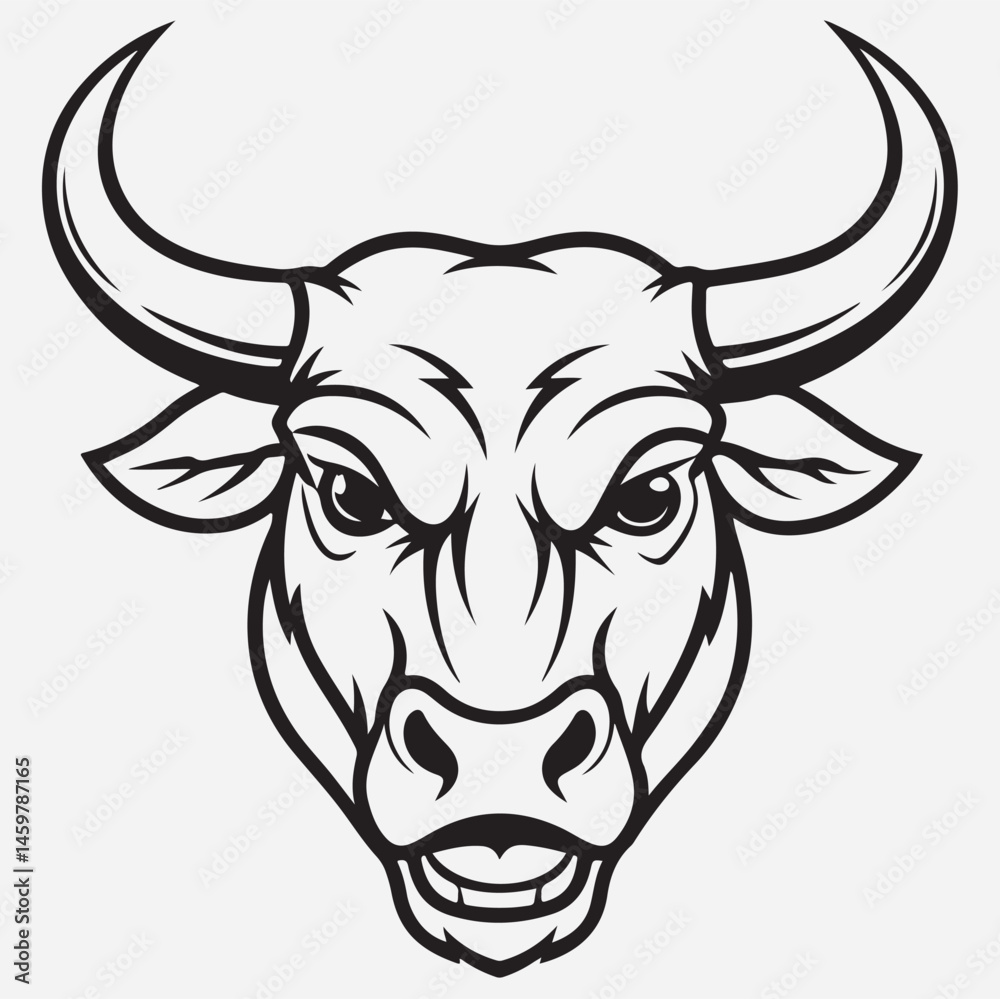 Fototapeta premium Bull head line art icon