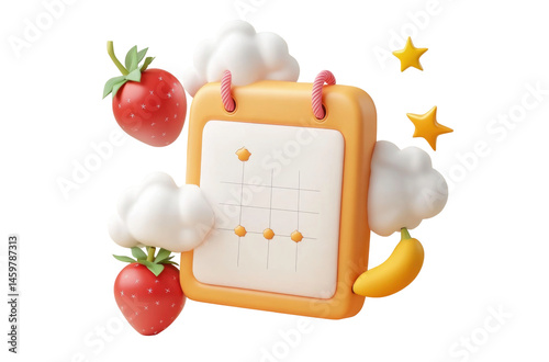 3D Rendering Of Cute Calendar Icon With  isolated on a transparent background