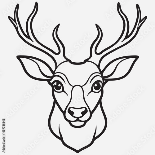 DEER HEAD LINE ART ICON  CLIPART