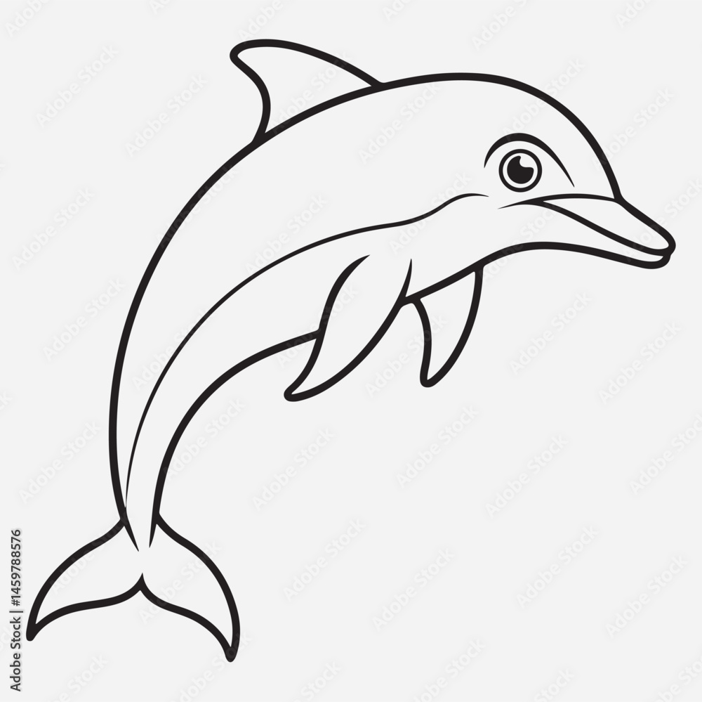 Fototapeta premium Dolfin line art icon 