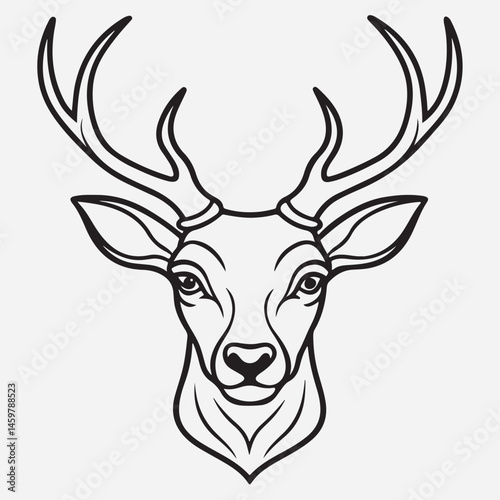 DEER HEAD LINE ART ICON  CLIPART