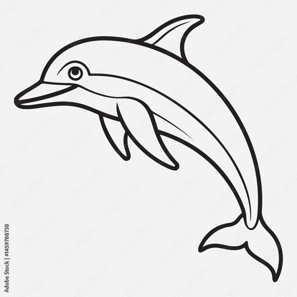 Fototapeta premium Dolfin line art icon 