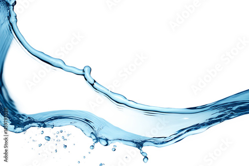 Blue water swirl splash with little bubbles isolated on clear png background.PNG