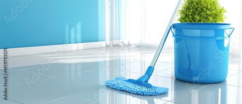 Cleanliness: Sparkling Tiles, Mop, and Bucket