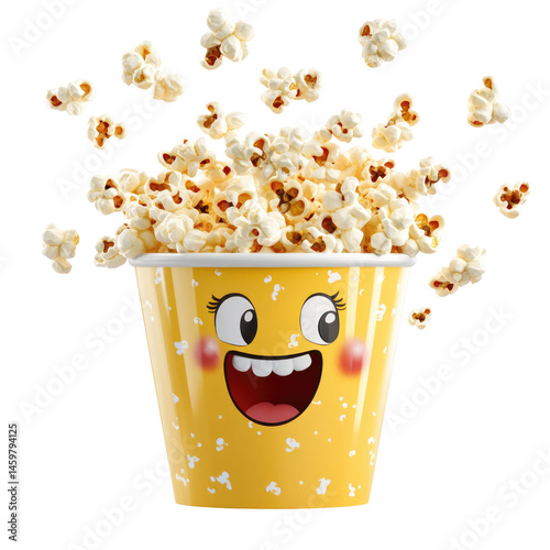 Popcorn Bucket With Playful Kernels Mid Pop  isolated on a transparent backgroun