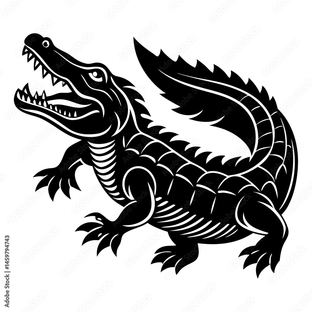 Fototapeta premium American Alligator Basking on Riverbank in Sunlight