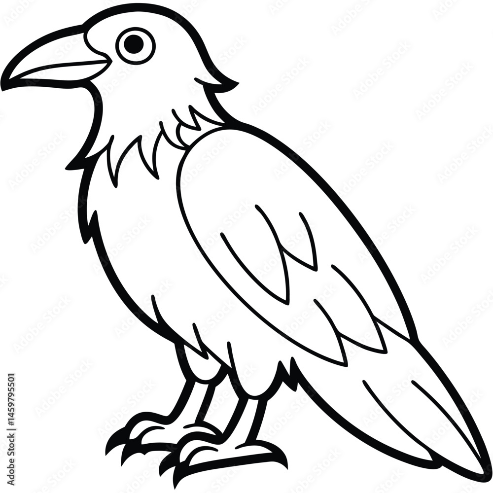 Obraz premium Common Raven illustration white background