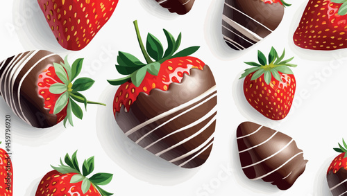 Chocolate covered strawberries vector illustration summer treat