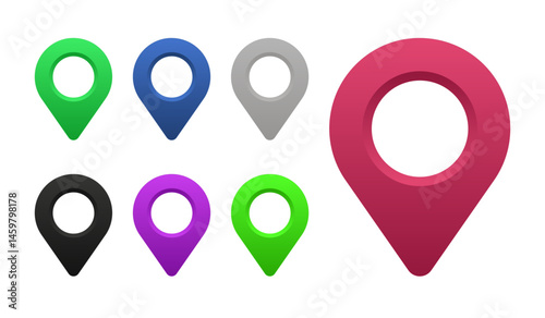 Location pin icons set. Collection of modern map markers. Pinpoint icon. Destination marker. Map pin icon. Map marker symbol. Location pin design. Map pin collection.