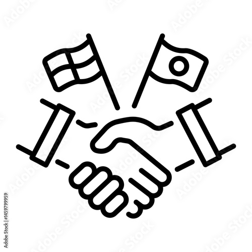 A linear style icon depicting alliance 