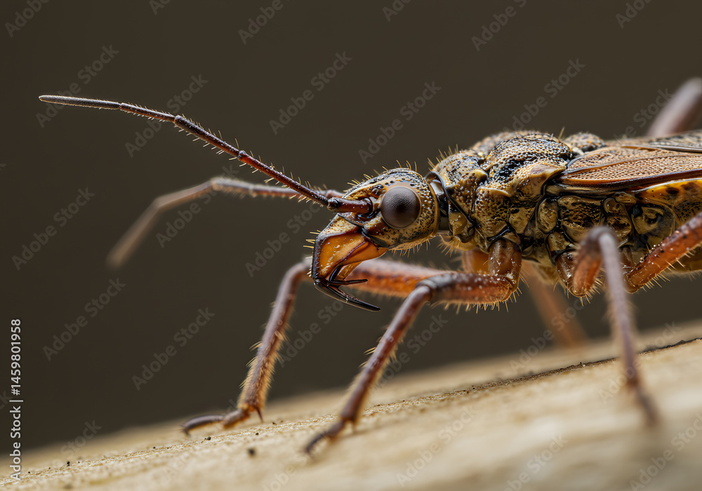 Fototapeta premium Assassin Bug on Branch Close-Up