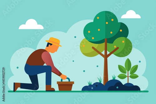 gardener watering plants