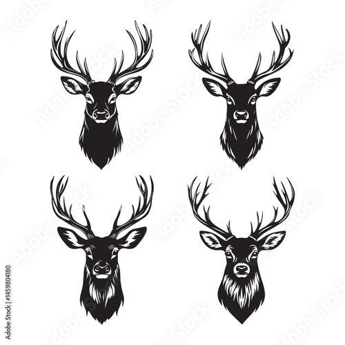 Black color deer silhouette vector illustration