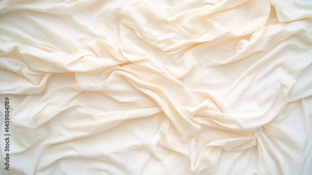 Obraz premium Creamy Soft Fabric Texture: A Luxurious Close-Up of Wrinkled, Draped Sheets