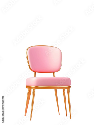 Create An Icon Of Pink Chair With Golden  isolated on a transparent background
