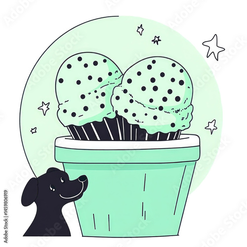 Cute Vector Flat Line Art Illustration Of ice cream isolated on a transparent background
