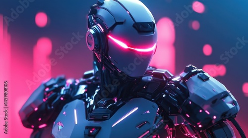 A battle-ready futuristic robot avatar controlled by a professional eSports player.