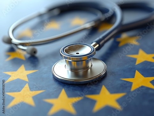 Stethoscope on EU flag, healthcare