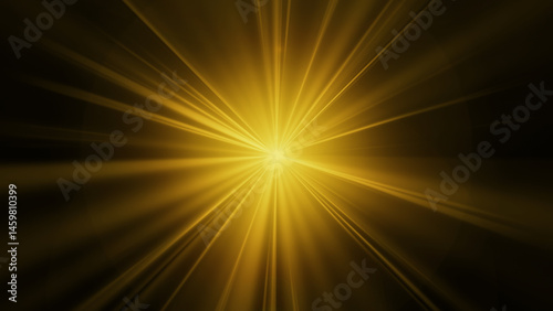 中央から放射状に広がる光 - イエロー