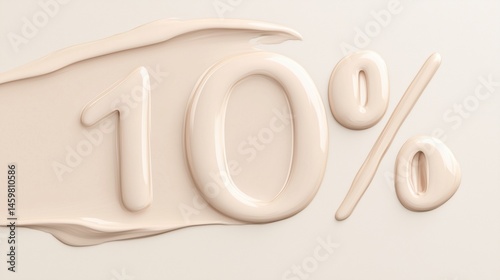 Minimalistic skincare texture in beige with 10% embossed text. Ideal for cosmetic discounts, skincare formulas, product labels, and beauty marketing visuals..