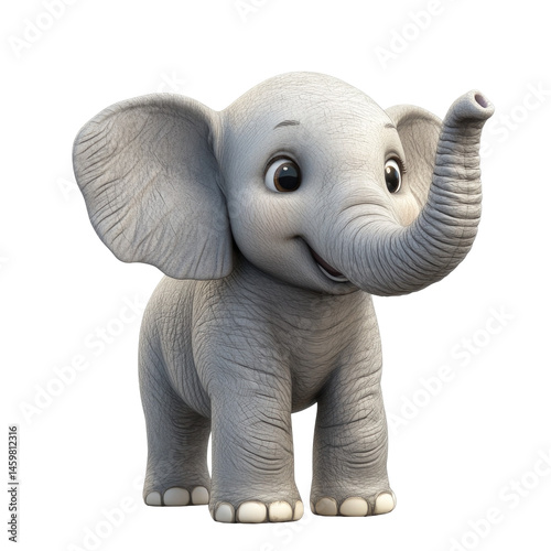 Cartoon Elephant With Exaggerated Cute  isolated on a transparent background