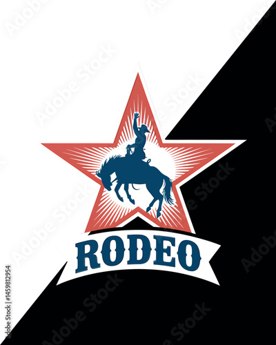 Rodeo Bronco Rider Star Graphic T-Shirt Design