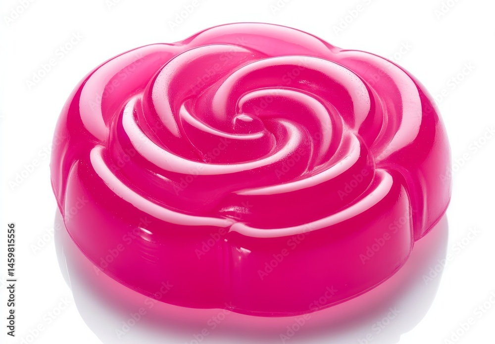 A vibrant pink gel dollop, glossy and smooth, brings to mind refreshing shampoo and smooth hygiene